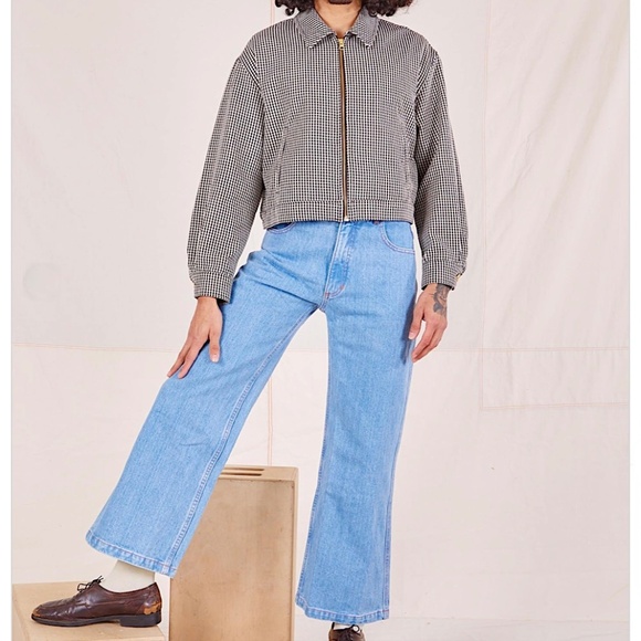 BIG BUD PRESS Ricky Checked Flight Jacket Black & White Full Zip - Picture 4 of 15